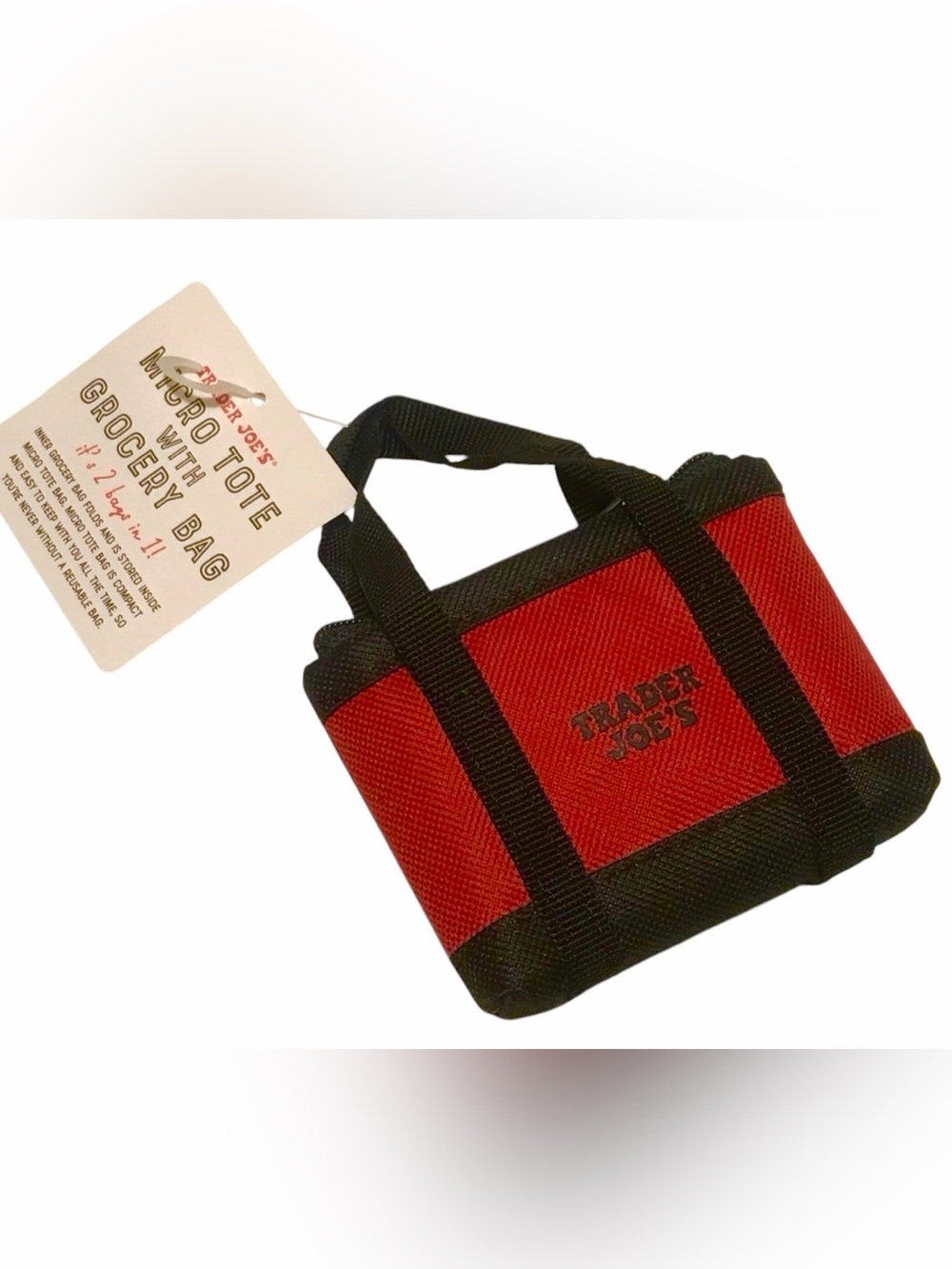 TRADER JOE’S MICRO TOTE W/GROCERY BAG.. It’s 2 bags in 1!! The cutest one!
